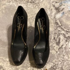 Jessica Simpson Black Snake Skin Heels
